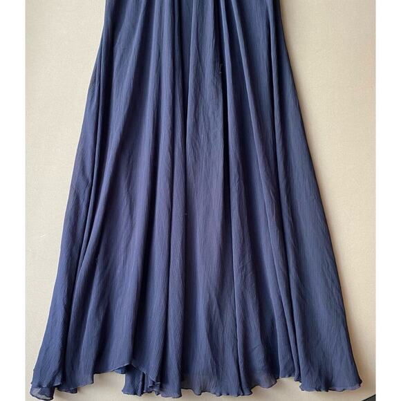 Badgley Mischka‎ sz 6 navy blue maxi long  formal gown - Picture 6 of 8